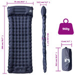 vidaXL Matelas de camping autogonflant avec oreiller 1 personne gris
