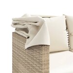 vidaXL Canapé de jardin 3 places avec auvent et tabourets beige rotin