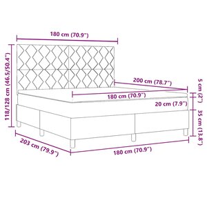 vidaXL Lit à ressorts avec matelas Crème 180 x 200 cm tissu