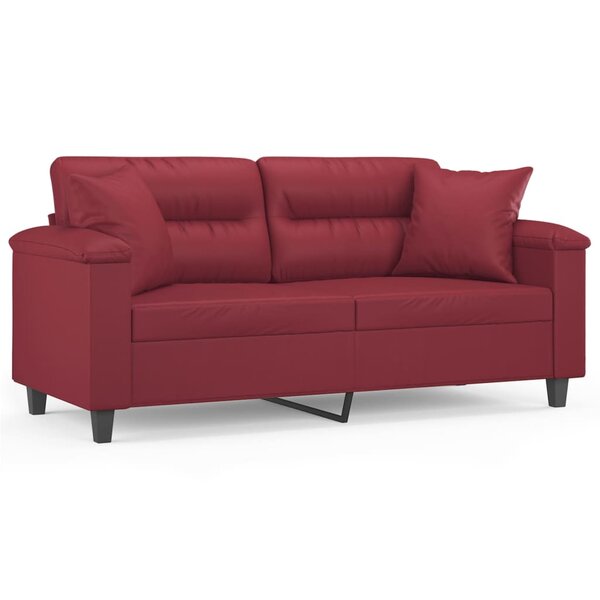 vidaXL Canapé 2 places avec oreillers bordeaux 140 cm similicuir