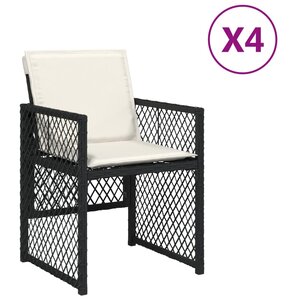 vidaXL Chaises de jardin lot de 4 avec coussins noir résine tressée