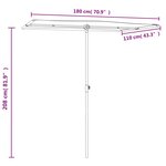vidaXL Parasol de jardin avec mât en aluminium 180x110 cm Bleu azuré