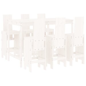 vidaXL Ensemble de bar de jardin 7 Pièces blanc bois de pin massif