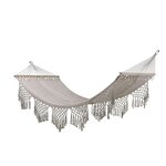 Hamac d'extérieur tressé main porquerolles crème polycoton 200 x 100 cm