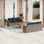 vidaXL Salon de jardin 7 Pièces avec coussins gris résine tressée