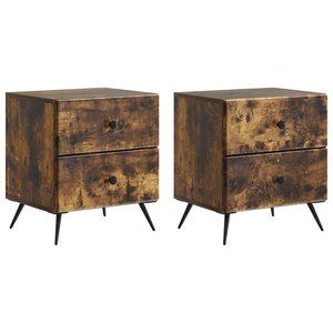 vidaXL Cabinet de chevet 2 Pièces Chêne fumé 43 x 34 5 x 47 5 cm