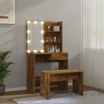 vidaXL Ensemble de coiffeuse avec LED Chêne fumé Bois d'ingénierie
