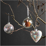 Boule de Noël coeur en verre 10 x 8 cm