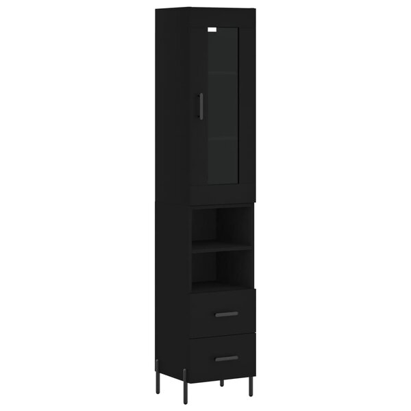 vidaXL Buffet haut Noir 34 5x34x180 cm Bois d'ingénierie