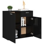 Vidaxl buffet noir brillant 80x36x75 cm aggloméré