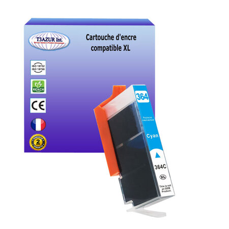 Cartouche compatible avec HP PhotoSmart 2011 WiFi, 5510, 5514, 5515, 5520, 5524, 5525, 6510, 6520, 7510, 7520 remplace HP 364XL ( CB323EE ) - Cyan