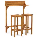 vidaXL Ensemble de bar de balcon 3 Pièces Bois d'acacia solide