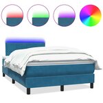 vidaXL Sommier à lattes de lit et matelas et LED bleu foncé 120x210cm velours