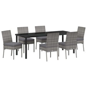 vidaXL Ensemble de salle à manger pour jardin 7 Pièces Gris