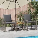 vidaXL Ensemble de meubles d'extérieur 3 Pièces Noir et Gris foncé