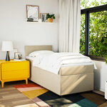 vidaXL Sommier à lattes de lit et matelas Crème 90x190 cm Tissu