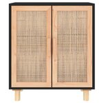 vidaXL Buffet Noir 60x30x70 cm Bois de pin massif et rotin naturel