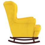 vidaXL Fauteuil à bascule à oreilles en velours jaune bois massif