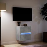 vidaXL Meuble TV mural avec lumières LED gris béton 41x31x45 cm