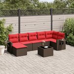 vidaXL Salon de jardin 8 Pièces avec coussins marron résine tressée