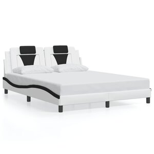 vidaXL Cadre de lit sans matelas blanc et noir 160x200 cm similicuir