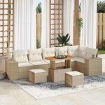 vidaXL Ensemble de canapé de jardin 9 Pièces Beige  Crème 90 x 55 x 71 cm