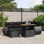 vidaXL Salon de jardin 7 Pièces avec coussins noir résine tressée