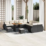 Ensemble de canapé de jardin de 13 pièces avec coussins Noir Rattan Poly