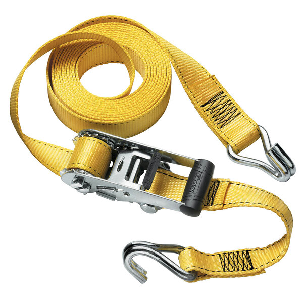 Sangle d'Arrimage avec Crochets J et Cliquet  Jaune  4 5m x 35mm Sangle