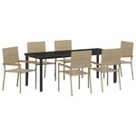 vidaXL Ensemble de Salle à Manger de Jardin 7 Pièces Beige en Poly Rattan