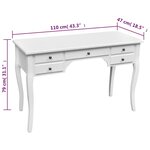 vidaXL Bureau français en bois avec pieds courbés et 5 tiroirs