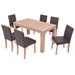 vidaXL Table et chaises 7 Pièces Cuir synthétique Chêne Marron