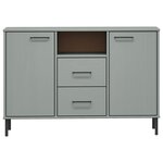 vidaXL Buffet avec pieds en métal Gris 113x40x77 cm Bois massif OSLO