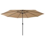 vidaXL Parasol d'extérieur avec LED et mât en métal 400 cm Taupe