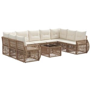 vidaXL Ensemble de canapé de jardin 10 Pièces Beige et blanc crème