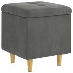 vidaXL Ottoman avec rangement Gris foncé 40 x 40 x 45 cm Velours