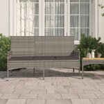 vidaXL Banc de jardin à 3 places avec coussins Gris Résine tressée