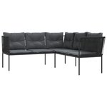 vidaXL Canapé de jardin avec coussins forme de L noir acier textilène