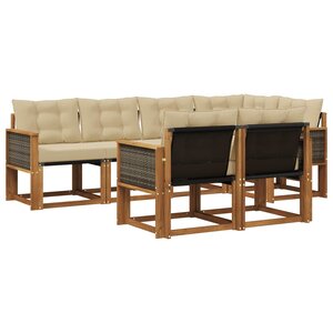 vidaXL Ensemble de canapés d'extérieur 7 pc Naturel et Beige