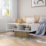 vidaXL Table basse blanc et chêne sonoma bois d'ingénierie
