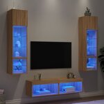vidaXL Unités murales TV avec LED 6 Pièces chêne sonoma bois d'ingénierie