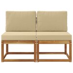 vidaXL 2 Pièce Sofa de milieu extérieur Bois d'Acacia Massif Naturel