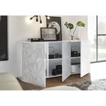 Buffet - Blanc laqué brillant - 3 Portes - PARIGI - L 181 x P 42 x H 84 cm