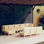 vidaXL Salon de jardin 10 Pièces avec coussins crème Bois de pin