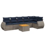 vidaXL Salon de jardin 7 Pièces avec coussins gris résine tressée