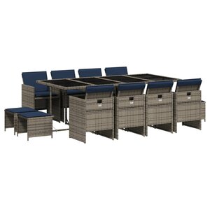 vidaXL Ensemble à manger de jardin avec coussins 13 Pièces résine tressée