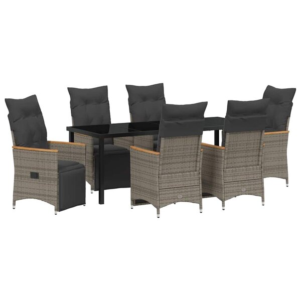 vidaXL Ensemble de salle à manger pour jardin 7 Pièces Gris Poly rotin