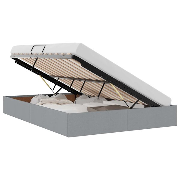 vidaXL Lit de Rangement avec stockage Gris clair 135 x 190 cm Tissu