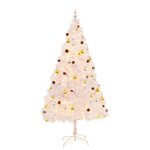 vidaXL Arbre de Noël artificiel pré-éclairé avec boules blanc 210 cm