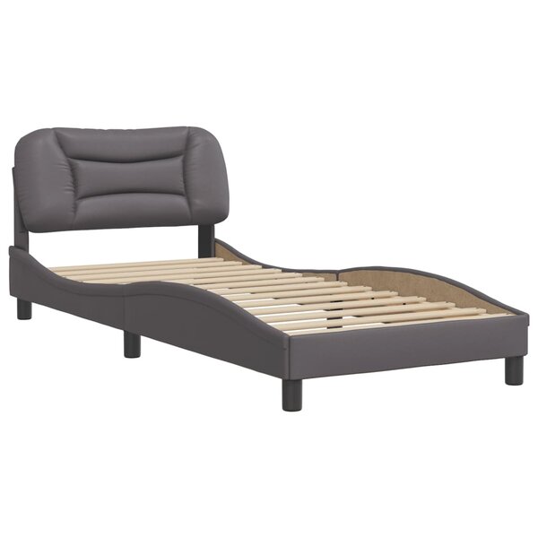 vidaXL Cadre de lit avec tête de lit Gris 90x200 cm Similicuir